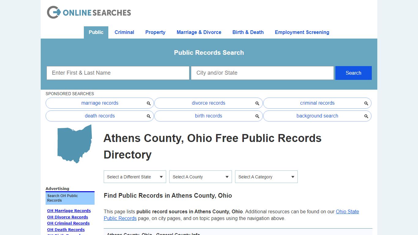 Athens County, Ohio Public Records Directory - OnlineSearches.com